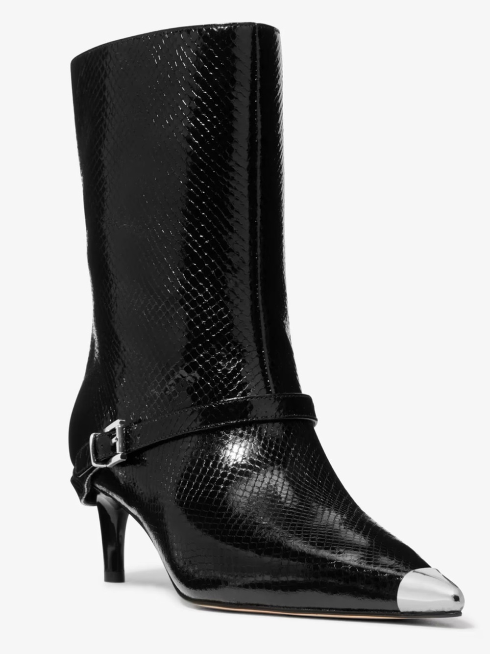 🖤 MICHAEL KORS Kasia Snake Embossed Leather Buckle Boot 🖤 NWT 🖤 - Picture 2 of 16
